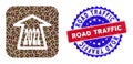 Bicolor Road Traffic Grunge Seal Stamp with Coffee Seeds Subtracted Mosaic 2022 Ahead Arrow