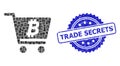 Grunge Trade Secrets Seal and Square Dot Mosaic Bitcoin Webshop