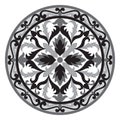 Vector Mosaic Classic Floral Black and White Medallion