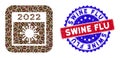 Bicolor Swine Flu Textured Rubber Stamp with Coffee Seeds Stencil Mosaic 2022 Covid Calendar Page