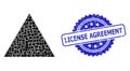 Textured License Agreement Stamp and Square Dot Collage Filled Triangle