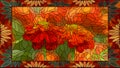 Vector illustration flowers of red marigold.