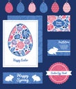 Vector mosaic flowers set of Easter cards, labels Royalty Free Stock Photo