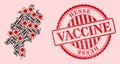 CoronaVirus Vaccination Mosaic Hesse Land Map and Watermark Vaccination Seal