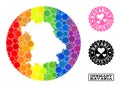 Spectrum Mosaic Hole Circle Map of Bavaria State and Love Watermark Seal for LGBT