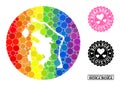 Rainbow Mosaic Hole Circle Map of Bora-Bora and Love Rubber Seal for LGBT