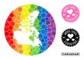 Rainbow Mosaic Hole Round Map of Canada and Love Scratched Seal for LGBT