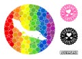 Spectrum Mosaic Hole Circle Map of Curacao Island and Love Scratched Stamp for LGBT
