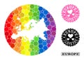 Spectrum Mosaic Hole Circle Map of Europe and Love Grunge Seal for LGBT