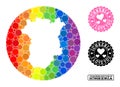 Rainbow Mosaic Stencil Round Map of Ichkeria and Love Grunge Seal for LGBT Royalty Free Stock Photo