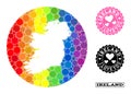 Spectrum Mosaic Hole Circle Map of Ireland Island and Love Scratched Seal for LGBT