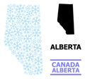 Frost Mosaic Map of Alberta Province with Snowflakes