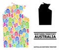 Vector Mosaic Map of Australian Northern Territory of Financial and Dollar Parts Royalty Free Stock Photo