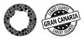 Mosaic Stencil Circle Map of Gran Canaria and Rubber Seal Royalty Free Stock Photo