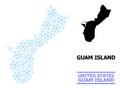 Winter Mosaic Map of Guam Island with Snowflakes