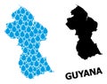 Vector Mosaic Map of Guyana of Liquid Drops and Solid Map Royalty Free Stock Photo