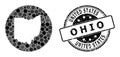Mosaic Stencil Circle Map of Ohio State and Watermark Stamp Royalty Free Stock Photo