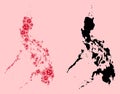 Vector Mosaic Map of Philippines of SARS Virus Parts and Solid Map