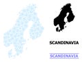 Christmas Mosaic Map of Scandinavia with Snowflakes