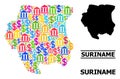 Vector Mosaic Map of Suriname of Banking and Commercial Parts