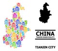 Vector Mosaic Map of Tianjin Municipality of Banking and Business Parts