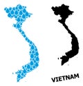 Vector Mosaic Map of Vietnam of Water Tears and Solid Map