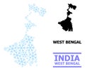 Frost Mosaic Map of West Bengal State with Snow Flakes