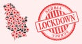 Covid Virus and Masked Men Mosaic Serbia Map and Lockdown Watermark Stamp