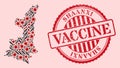 Covid Virus Vaccination Mosaic Shaanxi Province Map and Grunge Vaccination Seal