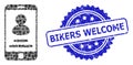 Scratched Bikers Welcome Seal and Square Dot Collage Smartphone User Info