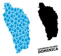 Vector Mosaic Map of Dominica Island of Liquid Drops and Solid Map