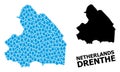 Vector Collage Map of Drenthe Province of Water Drops and Solid Map