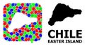 Mosaic Stencil and Solid Map of Easter Island Royalty Free Stock Photo