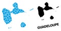 Vector Mosaic Map of Guadeloupe of Water Dews and Solid Map