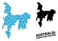 Vector Mosaic Map of Hamilton Island of Water Drops and Solid Map