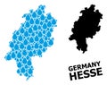 Vector Mosaic Map of Hesse State of Water Drops and Solid Map