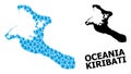 Vector Mosaic Map of Kiribati Island of Water Drops and Solid Map