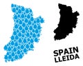 Vector Mosaic Map of Lleida Province of Liquid Drops and Solid Map