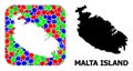 Mosaic Stencil and Solid Map of Malta Island