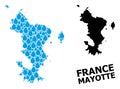 Vector Mosaic Map of Mayotte Islands of Water Drops and Solid Map Royalty Free Stock Photo