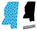 Vector Collage Map of Mississippi State of Liquid Drops and Solid Map