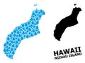 Vector Mosaic Map of Niihau Island of Water Tears and Solid Map