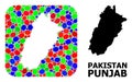 Mosaic Stencil and Solid Map of Punjab Province Royalty Free Stock Photo