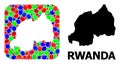 Mosaic Stencil and Solid Map of Rwanda Royalty Free Stock Photo