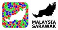 Mosaic Stencil and Solid Map of Sarawak