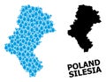 Vector Mosaic Map of Silesia Province of Liquid Tears and Solid Map