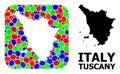 Mosaic Hole and Solid Map of Tuscany Region