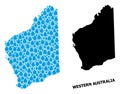 Vector Collage Map of Western Australia of Water Drops and Solid Map