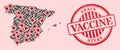 Corona Virus Vaccine Mosaic Spain Map and Rubber Vaccine Stamp