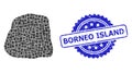 Textured Borneo Island Stamp Seal and Square Dot Mosaic Stone